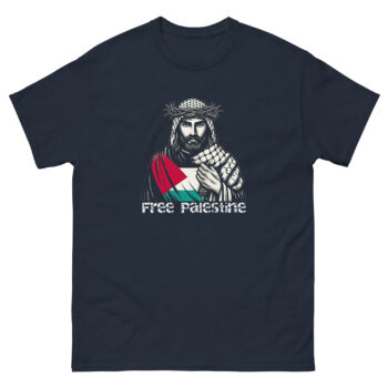 Free Palestine T-Shirt - Jesus Illustration with Palestinian Flag - Support Peace and Justice